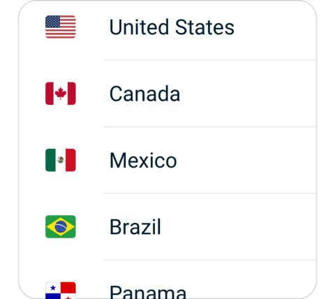 AuroraVPN connect step 2, choose VPN server location